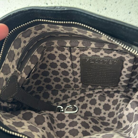 Brighton Black & Gray Soft Leather Shoulder Bag Crossbody Zipper Closure Casual - Picture 6 of 14